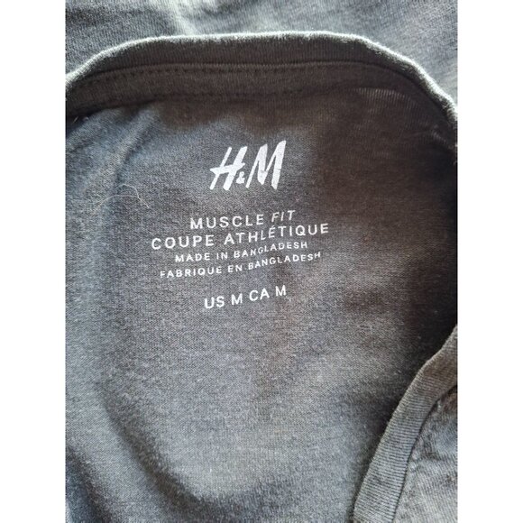 H&M Muscle Fit Long-Sleeve Mens Shirt Medium Olive - Picture 3 of 6